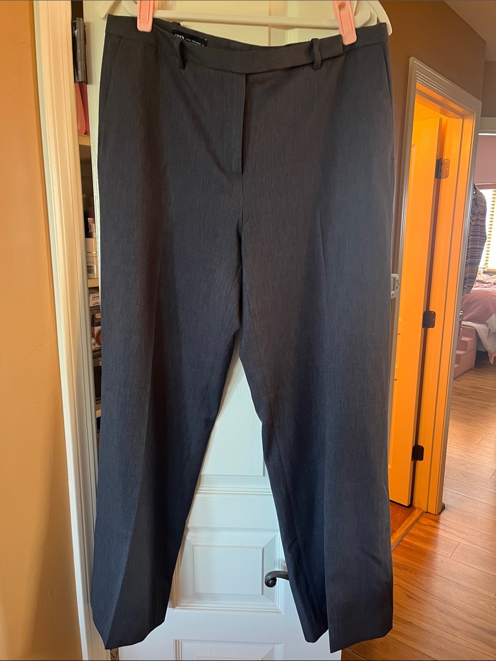Zara Dark Gray Straight-Leg Dress Trousers